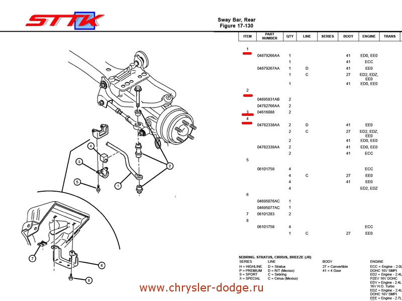 Крайслер себринг задняя подвеска схема